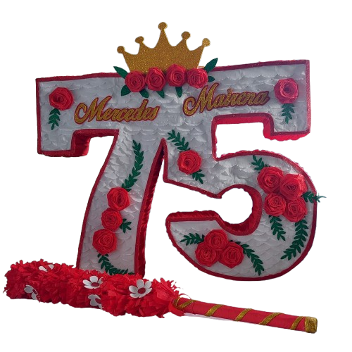 imagen pinata: Piñata en forma del número 75